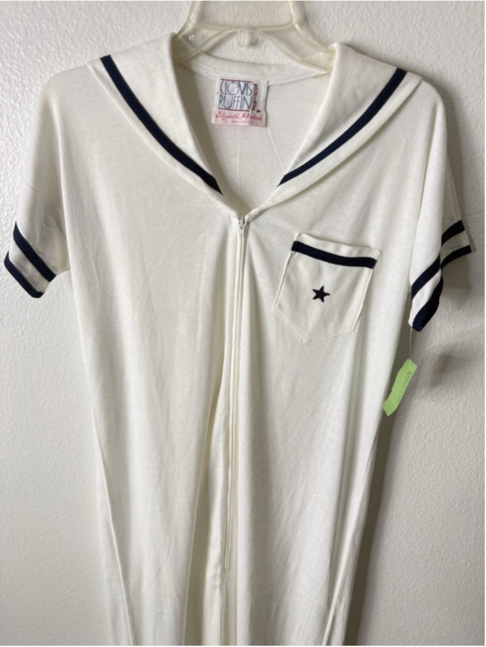 Vintage Clovis Ruffin Elizabeth Arden Sailor Collar Maxi Lounge Dress Made In US - Picture 15 of 16